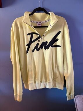 Victoria's Secret PINK Yellow Half-Zip Fleece Pullover